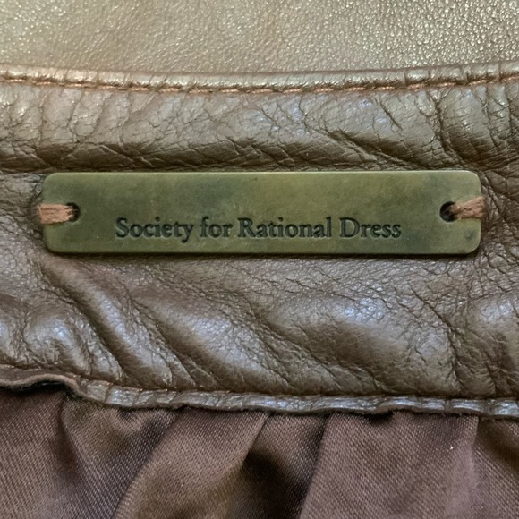 Society For Rational Dress Brown Sheep Leather Gathered Waist Skirt size M - Picture 4 of 6